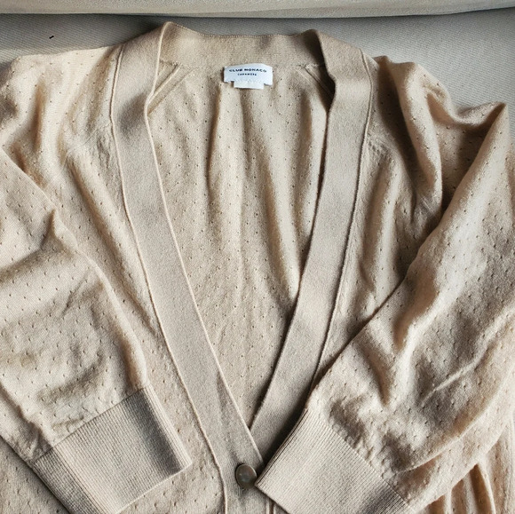 Club Monaco Sweaters - Club Monaco 100% Cashmere Oatmeal Cream Cardigan with 3/4 sleeves women's size S